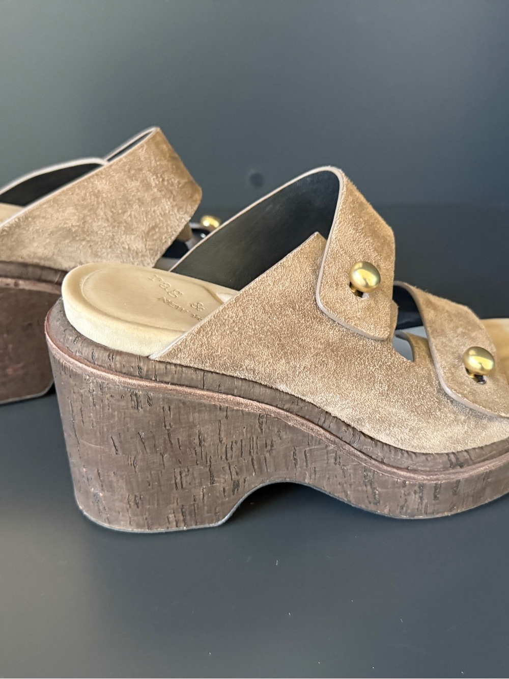 Rag & Bone Sommer Wedge Sandals Taupe Suede Platform EU 37 - Picture 9 of 13